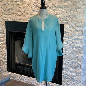 BCBG butterfly sleeve green slip dress Lg